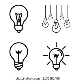 Lightbulbs1-3 Flat Icon Set Isolated On White Background
