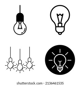 Bombillas de luz1-3 Icono plano conjunto aislado en fondo blanco