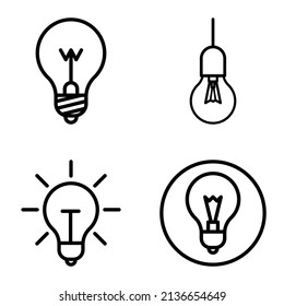 Lightbulbs1-3 Flat Icon Set Isolated On White Background