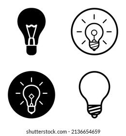 Lightbulbs1-3 Flat Icon Set Isolated On White Background