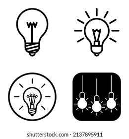 Lightbulbs1-3 Flat Icon Set Isolated On White Background