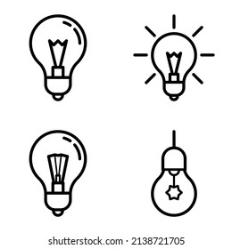 Lightbulbs1-3 Flat Icon Set Isolated On White Background