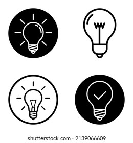 Lightbulbs1-3 Flat Icon Set Isolated On White Background