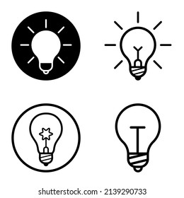 Lightbulbs1-3 Flat Icon Set Isolated On White Background