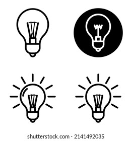 Lightbulbs1-3 Flat Icon Set Isolated On White Background