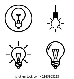 Bombillas de luz1-3 Icono plano conjunto aislado en fondo blanco