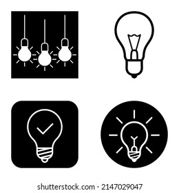 Lightbulbs1-3 Flat Icon Set Isolated On White Background