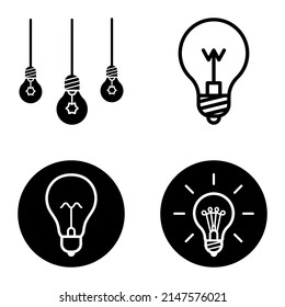 Lightbulbs1-3 Flat Icon Set Isolated On White Background