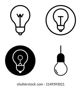Lightbulbs1-3 Flat Icon Set Isolated On White Background