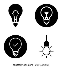 Lightbulbs1-3 Flat Icon Set Isolated On White Background