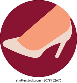 A light-colored heeled shoe on a woman's leg. Vector illustration in flat style.