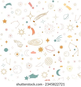 patrón de color claro, tema espacial, lindo patrón