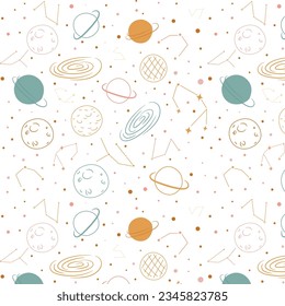 light-colored pattern, space theme, cute pattern