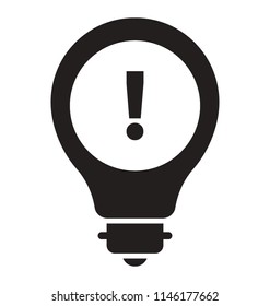 A lighted bulb having sign of exclamation inside showing the concept of idea 