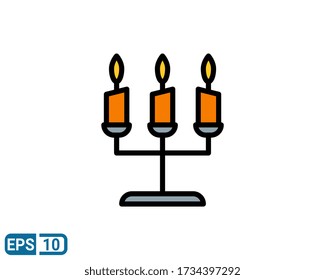 lighted candle icon in filled line style. vector illustration for graphic designer, website, UI. EPS 10