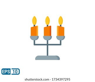 lighted candle icon in flat style. vector illustration for graphic designer, website, UI. Editable color. EPS 10