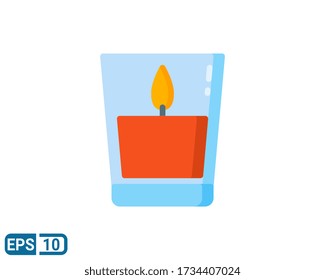 lighted candle icon in flat style isolated on white background. Editable color. EPS 10