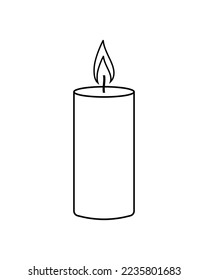 Lighted candle symbol concept in outline style isolated on white.