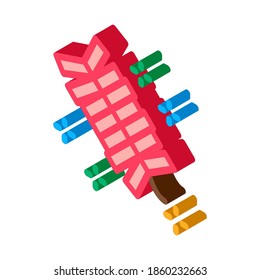 lighted cracker icon vector. isometric lighted cracker sign. color isolated symbol illustration