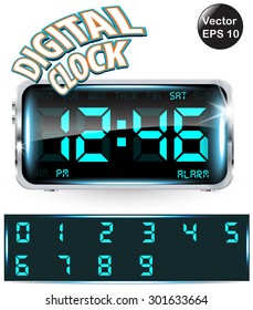 Lighted up digital countdown clock.
Vector illustration.
