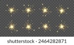 Lighted dynamite or bomb fuses, isolated realistic set of icons. Vector sparks and explosion effect, lights and burst from detonation. Pyrotechnic firecrackers or weapons, explosive equipment