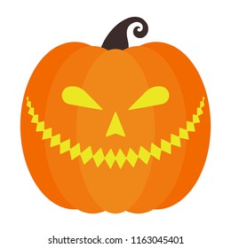 Lighted Halloween Jack O' Lantern Pumpkin - Lighted Halloween Jack O' Lantern pumpkin with spooky face isolated on white background