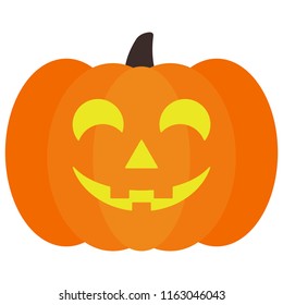 Lighted Halloween Jack O' Lantern Pumpkin - Lighted Halloween Jack O' Lantern pumpkin with happy face isolated on white background