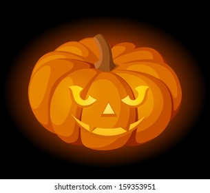 Lighted Jack-O-Lantern (Halloween pumpkin). Vector eps-10.