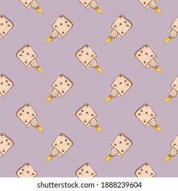 Lighted lighter , seamless pattern on a purple background.