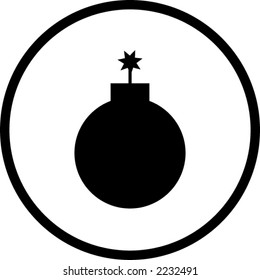 lighted round black bomb symbol