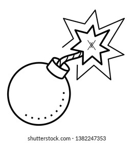 Lighted wick bomb in comic style