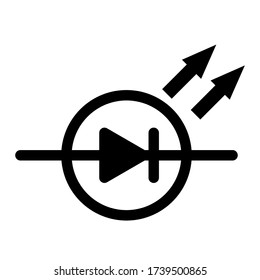 Light-emitting diode icon, diode sign design. Designation of electronic components