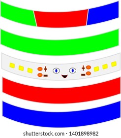 Light-emitting diode Strip cute smile details close up different colors character for design industry concept