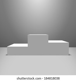 Lightened white vector pedestal on the empty stage