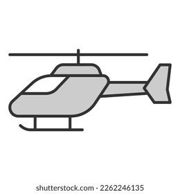 Helicóptero de recreo con motor ligero sobre esquís - icono, ilustración sobre fondo blanco, estilo gris