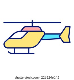 Helicóptero de placer con motor ligero sobre esquís - icono, ilustración sobre fondo blanco, estilo de color