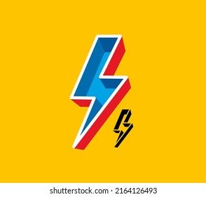 Lightening Or Bolt Or Flash Logo Or Icon Design Concept Isolated On Yellow Background. Vector Illustration