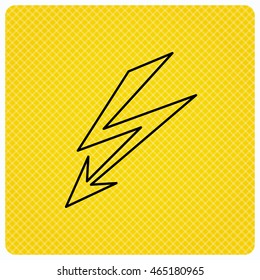 Lightening Bolt Icon. Power Supply Sign. Electricity Symbol. Linear Icon On Orange Background. Vector