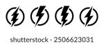 Lightening bolt vector icons set