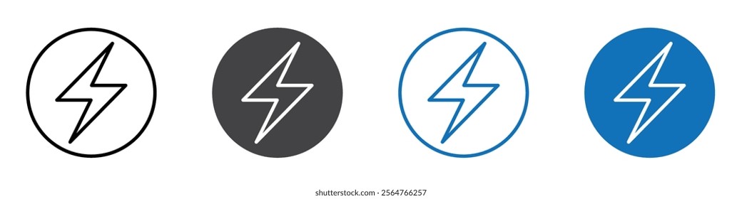 Lightening icon flat editable icon mark set.