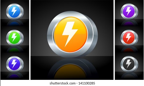 Leuchtsymbol auf 3D-Schaltfläche mit metallischer Rim Original-Illustration 