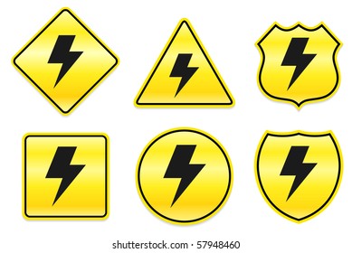 Lightening Icon On Yellow Designs Original Stock Vector (Royalty Free ...