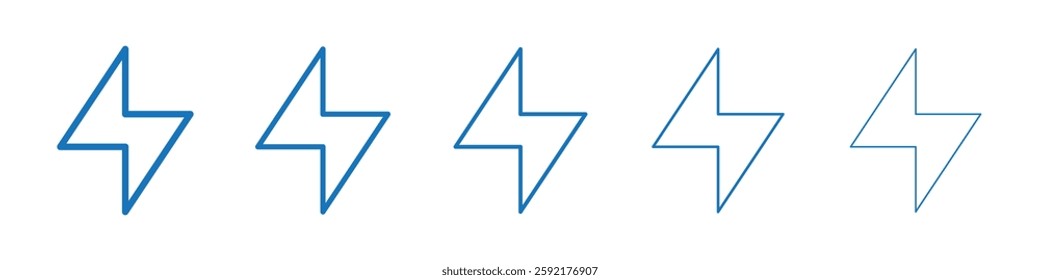 Lightening icon Symbol collection thin outline set