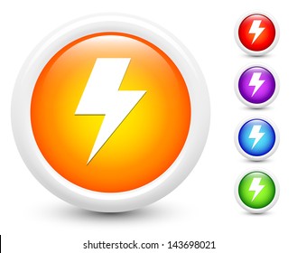 Lightening Icons on Round Button Collection Original Illustration