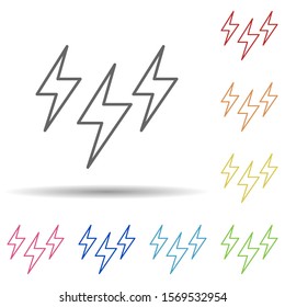 Lightening outline in multi color style icon. Simple thin line, outline vector of ecology icons for ui and ux, website or mobile application