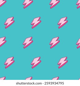 Lightening seamless pattern. Cartoon thunder repeat print. Pattern for fabric, wrapping paper, textile, wallpaper, apparel. Vector illustration