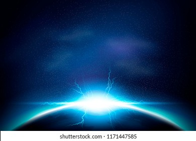 Lightening And Shining Special Effect On Cosmos Background