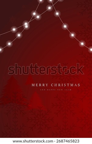 A Lightening Spot Lights on Red Bcackground Used for Merry Christmas Geeting Concepts vector, illustration. Red Christmas Banner vector Template design