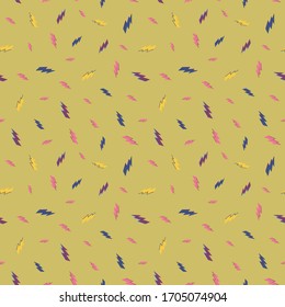Lightening, thunder bolt repeat. Pattern for fabric, backgrounds, wrapping, textile, wallpaper, apparel. Vector illustration