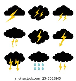 Leuchtende Wettersymbole setzen Vektorgrafik